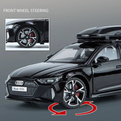 Modèle de voiture jouet Audi RS6 avec son et lumière, portes ouvertes en alliage moulé sous pression, jouet de Collection pour garçon et adulte, cadeau de Festival, 1/32