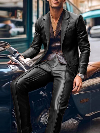 PU 2 pièces hommes Costume formel affaires Mariage costumes pour hommes meilleur Homme Blazer marié porter Tuxedos coupe ajustée Costume Homme Mariage