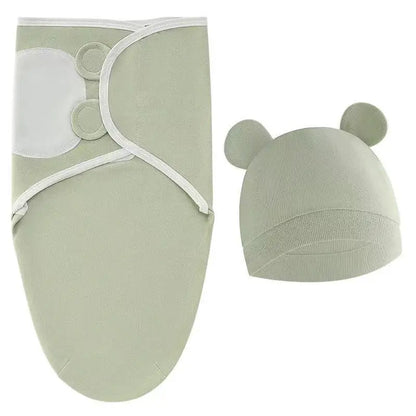 Ensemble de couverture et chapeau pour bébé de 0 à 6 mois, en coton imprimé de dessin animé, emmaillotage réglable pour nouveau-né, enveloppes de couchage pour nourrissons, toutes saisons