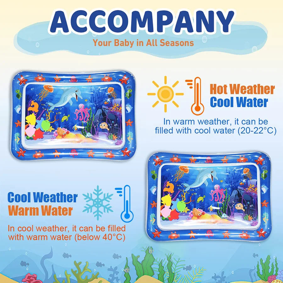 Tapis de jeu gonflable en PVC dauphin bleu, 1 pièce, tapis d'eau pour bébé, tapis pour tout-petits, jouets d'activité d'éducation précoce, coussin, cadeau