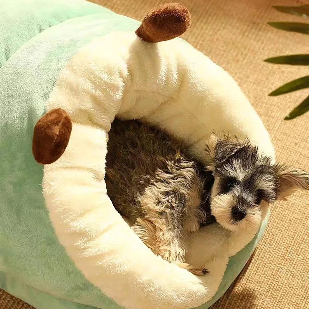 Chaud petit chien chenil lit respirant chien maison mignon pantoufles en forme de lit pour chien chat sac de couchage pliable lavable maison pour animaux de compagnie