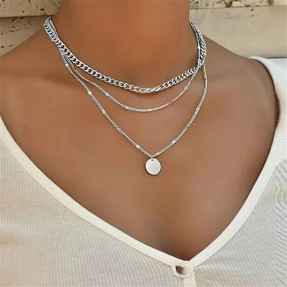 Collier rond à trois couches en argent Sterling 925 pour femmes, chaîne serpent Simple, breloque boule, cadeau de fête, bijoux exquis pour femmes
