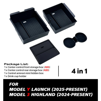 Boîte de rangement pour Console centrale Tesla, nouveau modèle Y 2025, lancement Juniper modèle 3 Highland 2024, boîte d'accoudoir, coussinet supérieur et inférieur en Silicone
