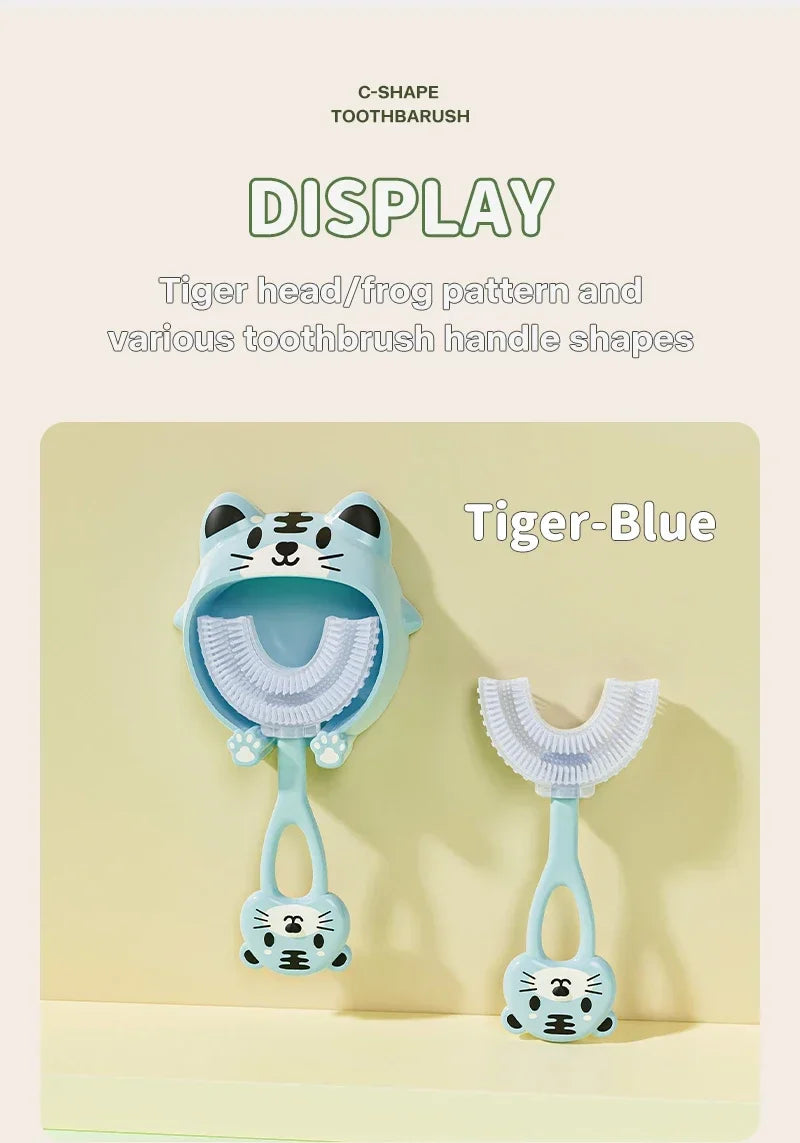 Brosse à dents en Silicone souple pour bébé de 2 à 12 ans, brosse de nettoyage des dents en forme de U à 360 degrés pour enfants de 2 à 12 ans