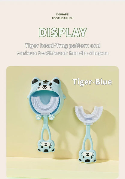Brosse à dents en Silicone souple pour bébé de 2 à 12 ans, brosse de nettoyage des dents en forme de U à 360 degrés pour enfants de 2 à 12 ans