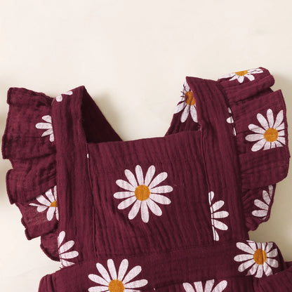 Barboteuse d'été pour nouveau-né fille de 0 à 18 mois, imprimé tournesol, sans manches, combinaison une pièce mignonne pour enfants