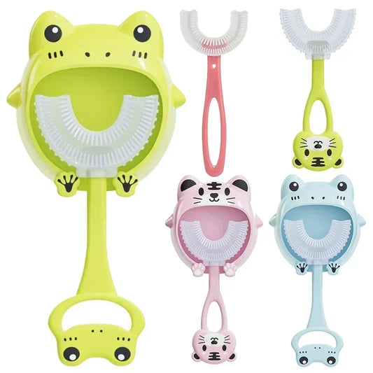 Brosse à dents en Silicone souple pour bébé de 2 à 12 ans, brosse de nettoyage des dents en forme de U à 360 degrés pour enfants de 2 à 12 ans