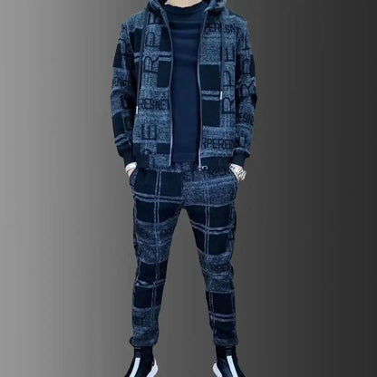 Ensemble de survêtement à capuche avec fermeture éclair pour hommes, veste + pantalon de survêtement avec Logo imprimé de luxe, veste à revers, costume 2 pièces, ensembles athlétiques d'extérieur