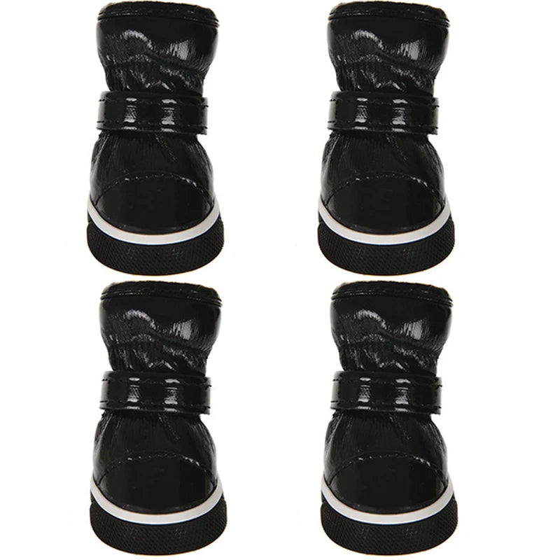 Chaussures d'hiver chaudes et imperméables pour animaux de compagnie, bottes de neige pour chien souriant, chaussures de pluie pour chiot, accessoires pour chihuahua et bouledogue, 4 pièces/ensemble