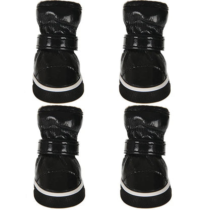 Chaussures d'hiver chaudes et imperméables pour animaux de compagnie, bottes de neige pour chien souriant, chaussures de pluie pour chiot, accessoires pour chihuahua et bouledogue, 4 pièces/ensemble