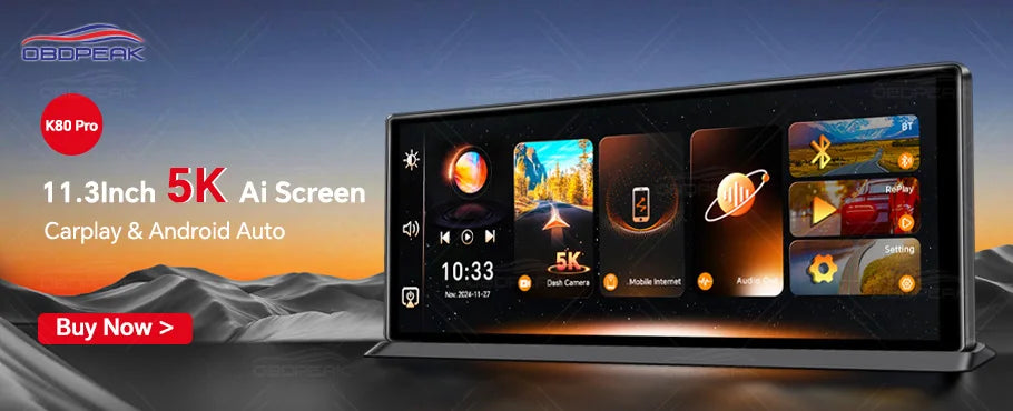 Caméra de tableau de bord sans fil pour voiture, K2 Pro, DVR 4K, Carplay, Android Auto, écran AI, enregistreur vidéo Len pour touristes, navigation GPS, tableau Prada, 11.3 pouces