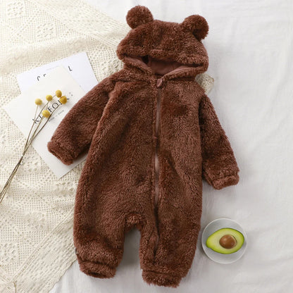 Vêtements d'hiver pour bébé de 0 à 24 mois, barboteuse en coton, ours de dessin animé mignon, Costume d'animal pour bébé garçon et fille, combinaison à fermeture éclair