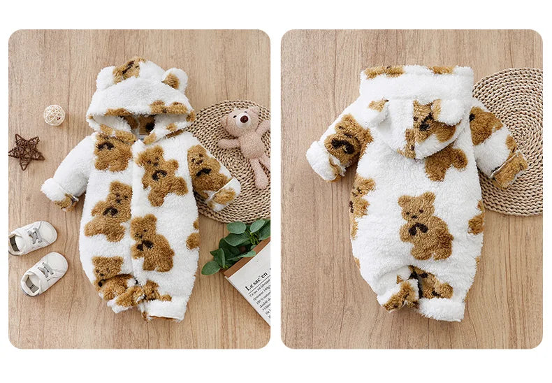 Vêtements pour bébé, ours en peluche mignon de dessin animé, confortable et doux, combinaison pour garçons et filles de 0 à 18 ans, automne et hiver, manches longues