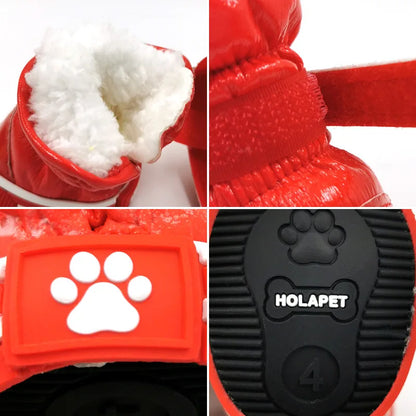 Chaussures d'hiver chaudes et imperméables pour animaux de compagnie, bottes de neige pour chien souriant, chaussures de pluie pour chiot, accessoires pour chihuahua et bouledogue, 4 pièces/ensemble