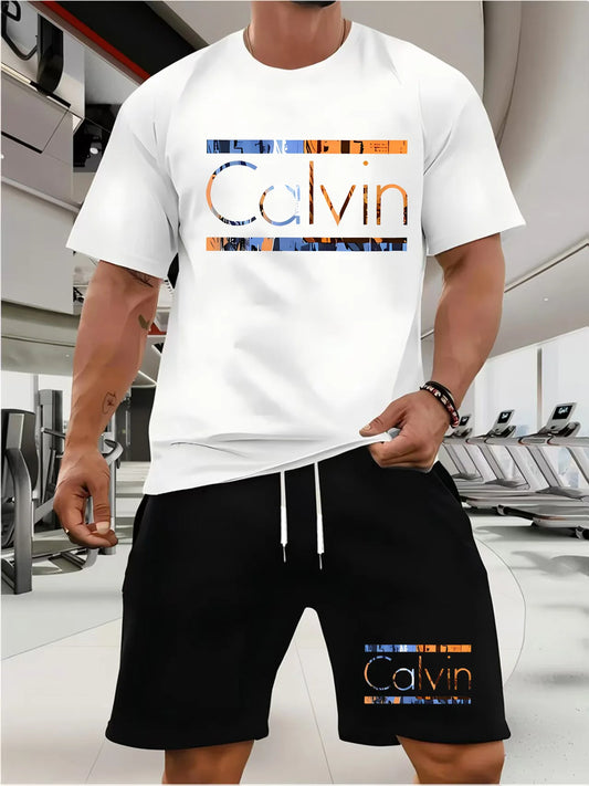 Ensemble de sport décontracté pour hommes, T-shirt fin à manches courtes et col rond, pour Jogging en plein air, respirant, séchage rapide, costume 2 pièces, été