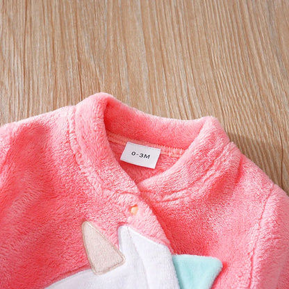 Vêtements pour bébé, mignon dessin animé licorne 3d, flanelle douce pour garçons et filles de 0 à 18 ans, automne et hiver, sac pour bébé à manches longues, combinaison de pied