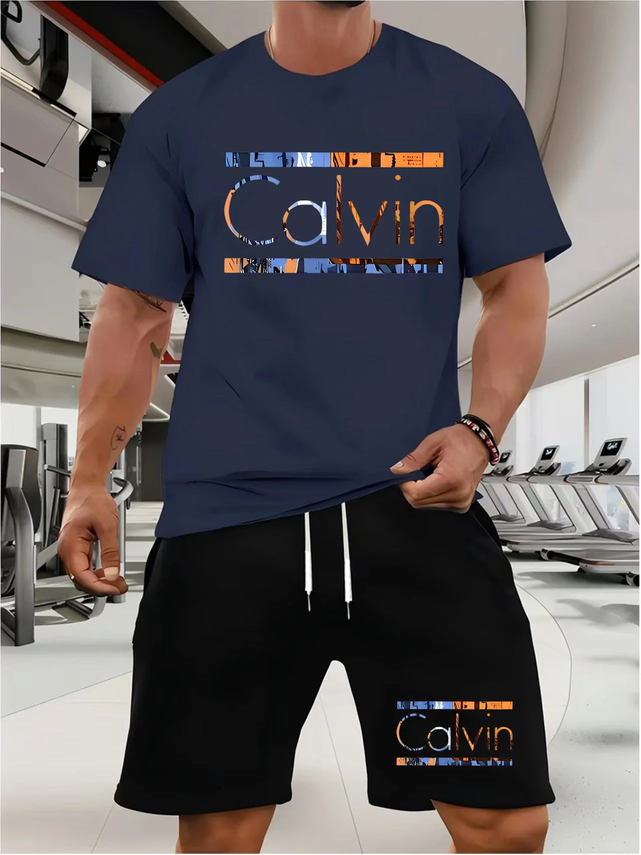 Ensemble de sport décontracté pour hommes, T-shirt fin à manches courtes et col rond, pour Jogging en plein air, respirant, séchage rapide, costume 2 pièces, été