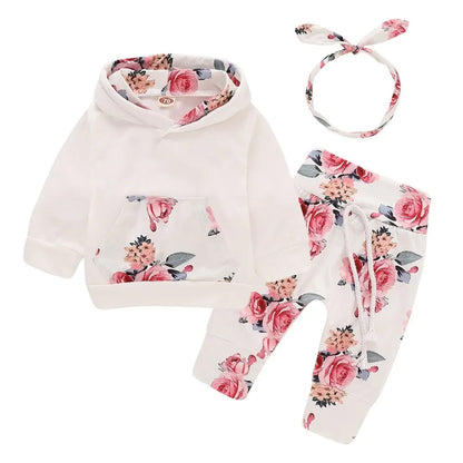 Ensemble de Vêtements à Capuche pour Bébé Fille de 0 à 18 Mois, Haut à Manches sulf, Pantalon, Bandeau de Sauna à Nministériels d Papillon, à la Mode, Automne, 3 Pièces