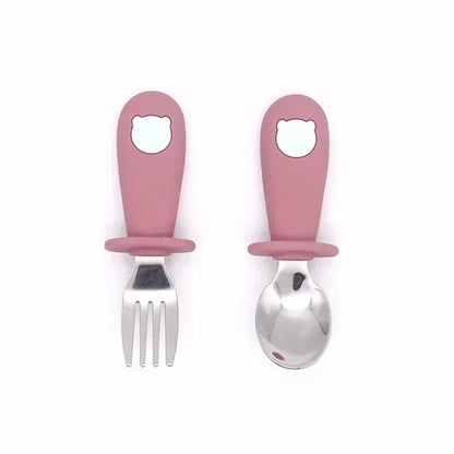 Ensemble de vaisselle de dessin animé pour bébé, ustensiles pour enfants en acier inoxydable, couverts de table pour tout-petits, dessin animé, cuillère d'alimentation pour nourrissons, fourchette