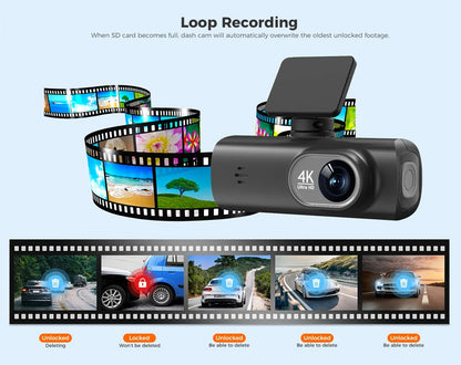 UHD 4K WiFi Dash Cam double objectif enregistreur de conduite voiture DVR en option 1080P caméra à objectif arrière GPS 24H surveillance du stationnement boîte noire