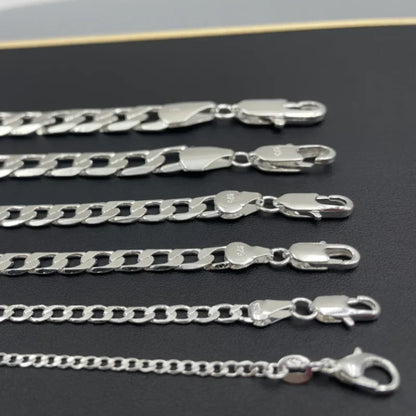 Collier en argent Sterling 925, 2-12mm de largeur 40-75cm, longue chaîne avec fermoir à homard, bijoux de fiançailles pour hommes et femmes, vente en gros