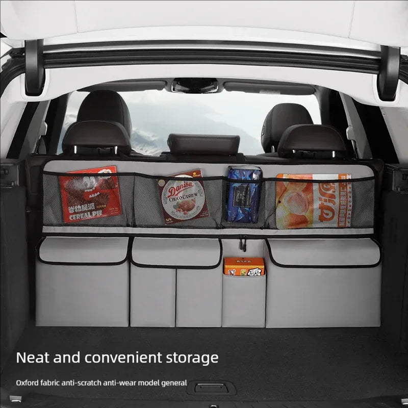 Sac de rangement pour coffre de voiture, sac suspendu pour dossier de siège de voiture SUV, sac de rangement multifonctionnel en maille, articles de rangement pour intérieur de voiture