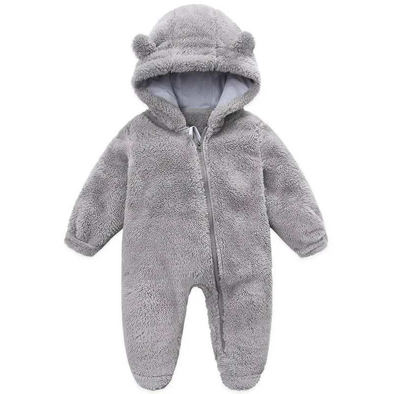 Barboteuse à capuche à manches longues pour nouveau-né garçon et fille, combinaison à fermeture éclair pour enfants, vêtements pour bébés, automne, hiver