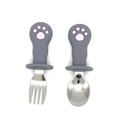 Ensemble de vaisselle de dessin animé pour bébé, ustensiles pour enfants en acier inoxydable, couverts de table pour tout-petits, dessin animé, cuillère d'alimentation pour nourrissons, fourchette