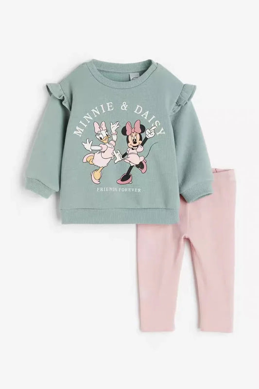 Sweat-shirt Minnie Full Print pour bébés filles, vêtements d'extérieur, pantalons en Y, vêtements décontractés, vêtements pour la maison, olympiques de marque, nouvelle mode, automne, fj2 pièces