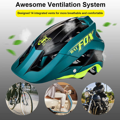 BATFOX-Casque de vélo pour homme, casque de vélo, casque de vélo de montagne, casque de vélo VTT, casquettes de vélo
