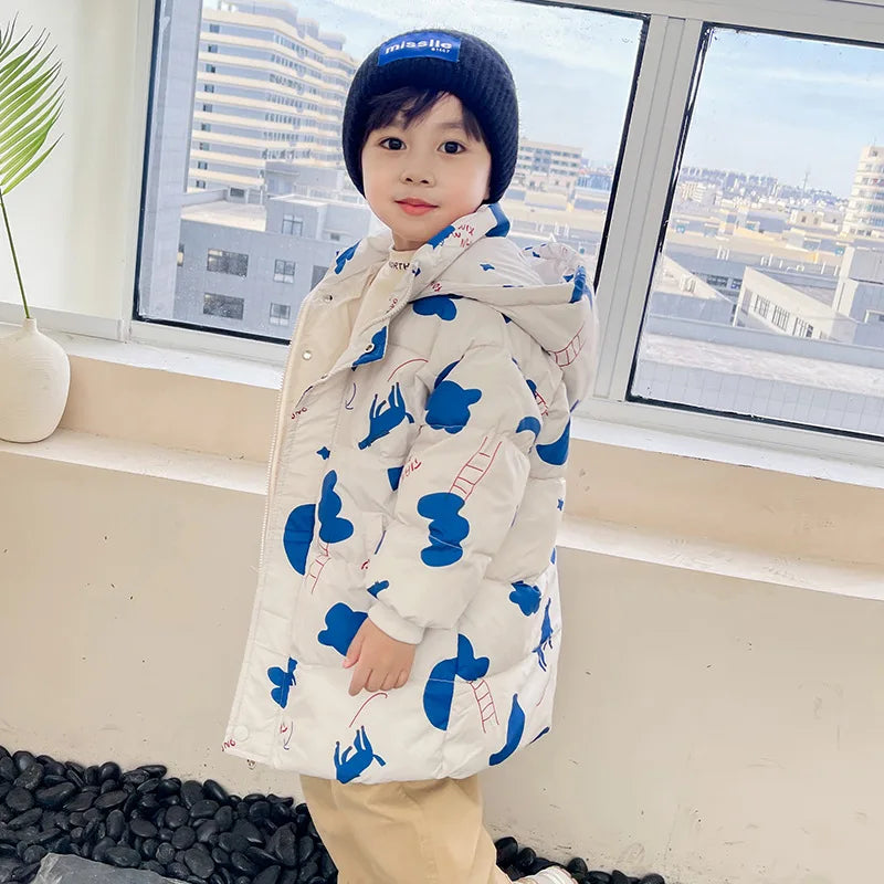 Nouvelles filles garçons doudoune manteaux d'hiver enfants vêtements à capuche coupe-vent manteau pour enfants 2-7 ans coton vêtements d'extérieur chauds