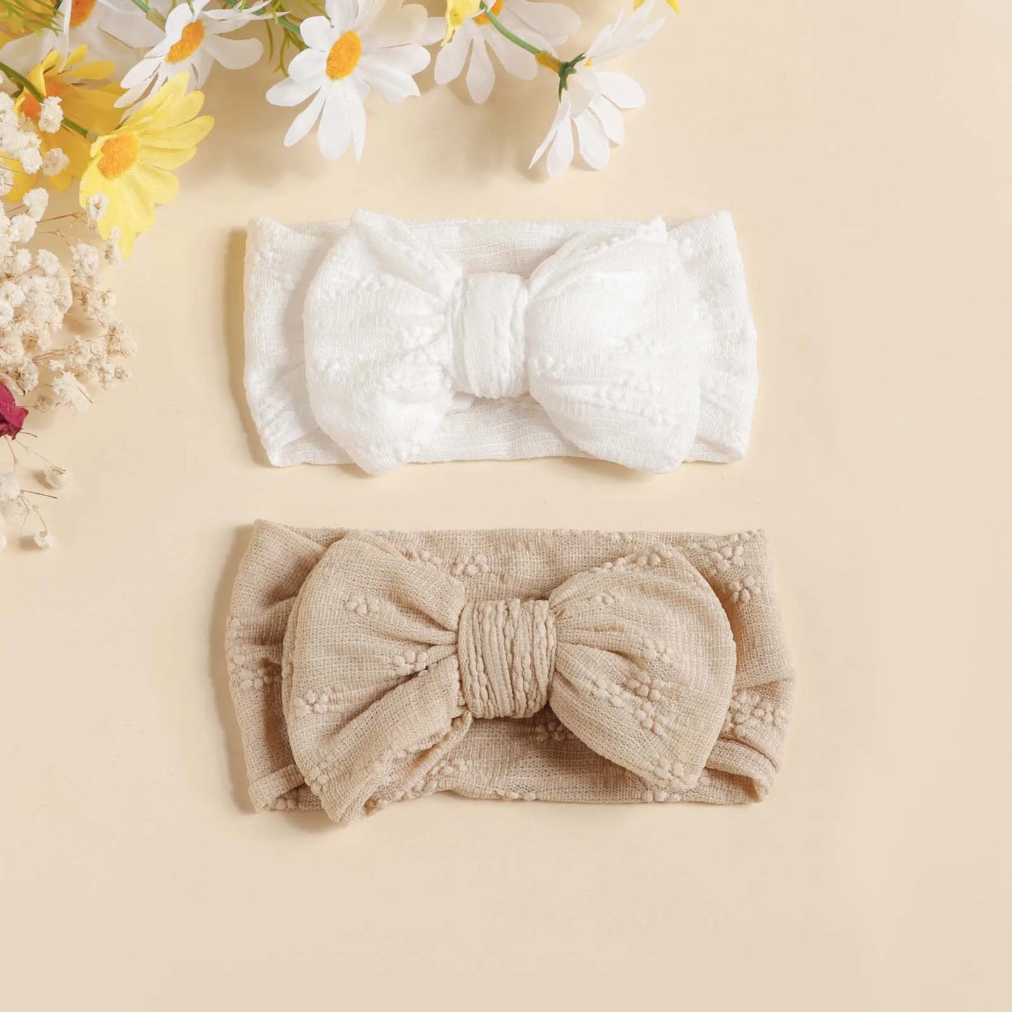 Bandeau en maille respirante et douce pour bébé, 3 pièces, avec nœud Double couche, haute élasticité, couvre-chef adapté aux nourrissons et aux jeunes enfants