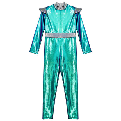 Costume de Cosplay Alien pour filles et garçons, combinaison d'astronaute à manches longues avec cerceau pour cheveux, pour fête de carnaval d'halloween