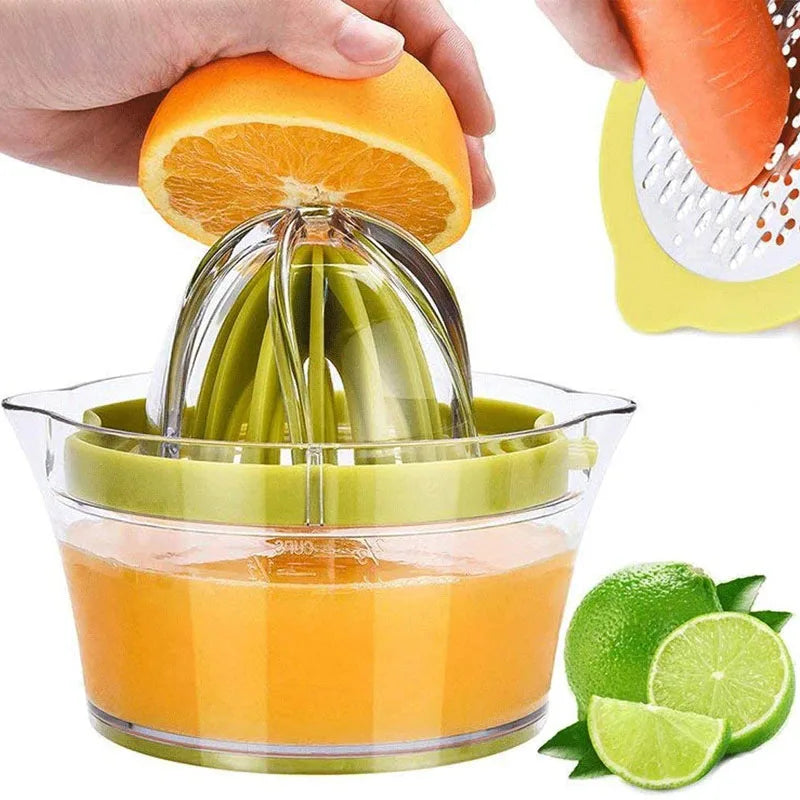 Presse-fruits manuel multifonctionnel avec tasse à mesurer intégrée, chauffe-citron, orange, râpe, séparateur René, Ju479, 4 en 1