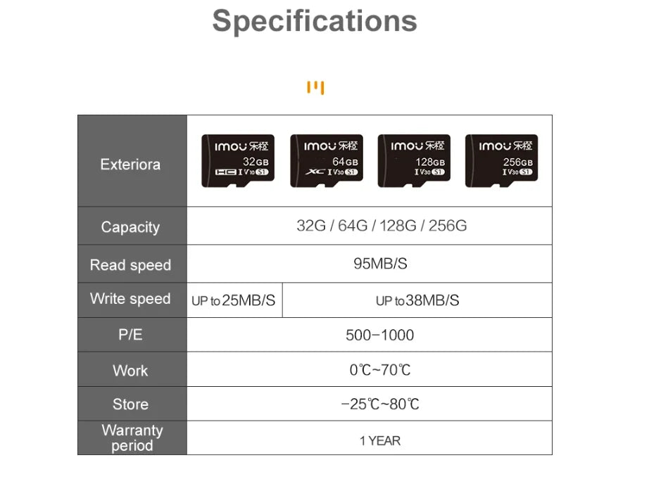 IMOU-Carte mémoire SD pour la surveillance, vitesse de lecture de 95 Mo/s, 256 Go, 128 Go, 64 Go, V30, C10, U3, carte MicroSDXC exclusive
