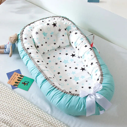 Lit de voyage pour bébé en bas âge, berceau en coton pour nouveau-né, berceau pare-chocs, nouveau lit nid de bébé 85x50cm avec oreiller, berceau Portable