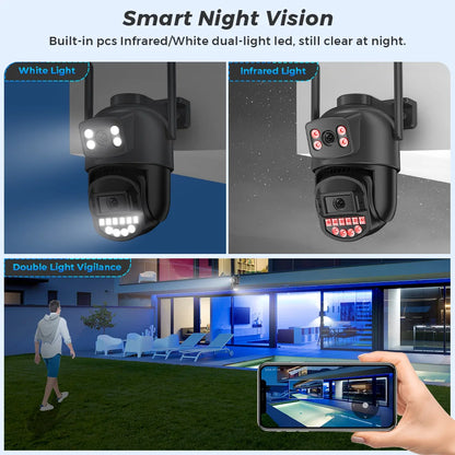 Caméra IP PTZ à double objectif 10MP 5K avec double écran 8MP Ai détection humaine suivi automatique caméra de Surveillance extérieure sans fil O-KAM