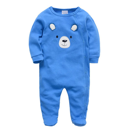 Ensemble de vêtements 100% coton pour bébés filles de 0 à 12 mois, barboteuse à manches longues pour nouveau-né garçon, combinaison imprimée Carton, printemps-automne, 3 pièces/lot