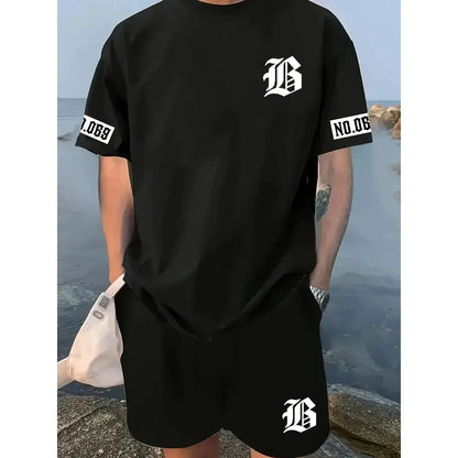 Costume d'été pour hommes, nouveau motif imprimé de lettres 3d, manches courtes et Shorts, ensemble T-shirt asuel et à la mode