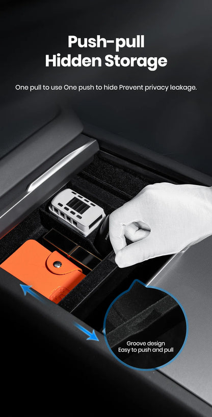 Accoudoir central caché, boîte de rangement, support de verre, organisateur de Console, accessoires pour Tesla modèle 3 Highland 2025 modèle Y 2021 – 2025