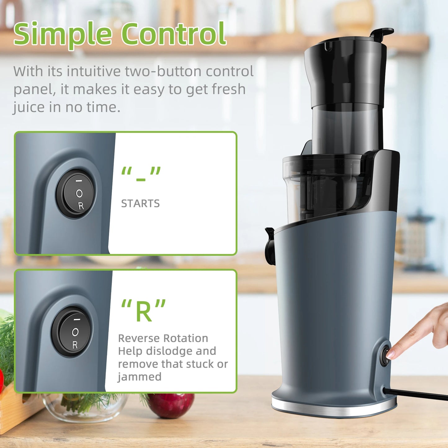BioloMix-Extracteur de Jus Écrasé, Froid PMurcia Ju479, Fente de Rajeunissement de 78mm, Convient aux Fruits Entiers, Facile à Nettoyer, 200W