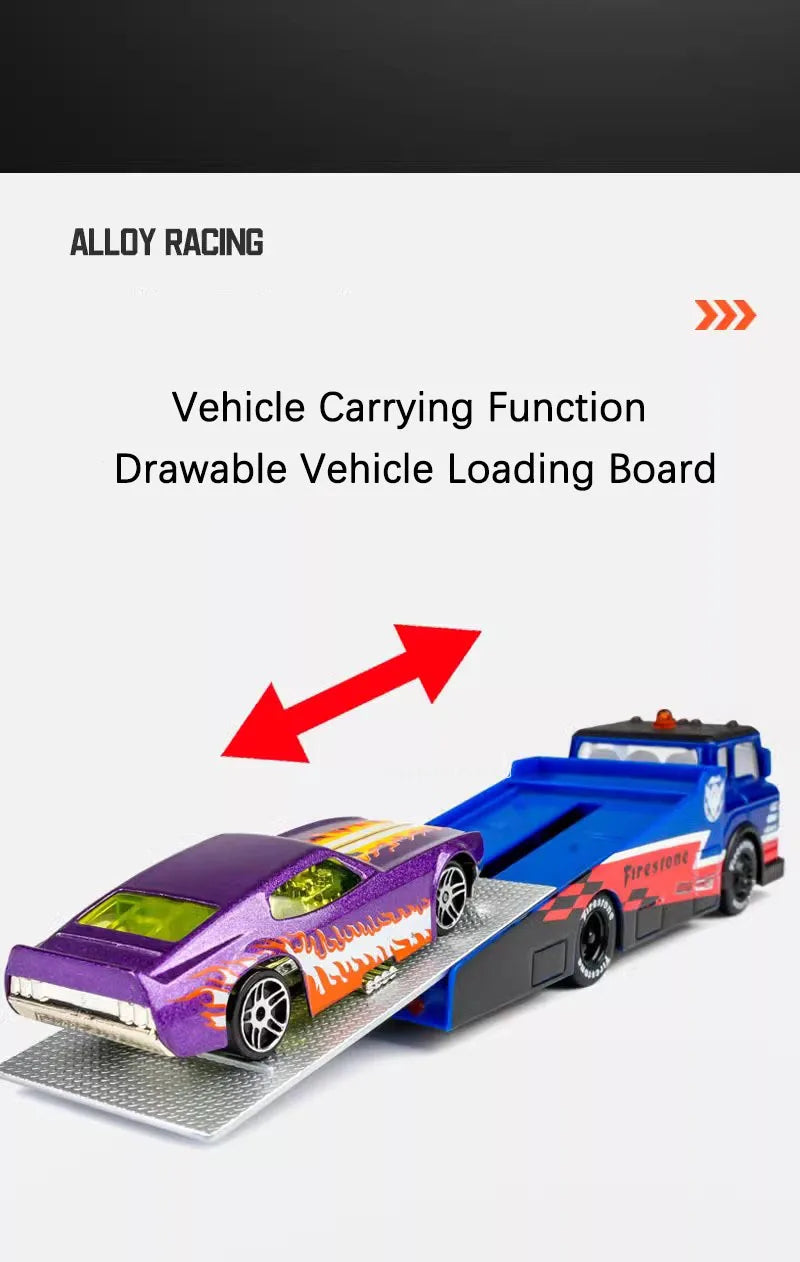 Modèle de remorque en alliage, conteneur échelle 1:64, voiture jouet en métal moulé sous pression, Joint mobile, véhicules d'ingénierie de sauvetage, cadeaux pour enfants