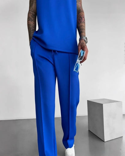 Combinaison de sport sans manches pour hommes, pantalon décontracté de couleur unie, vêtements pour hommes, ensemble deux pièces, nouvelle collection été 2025