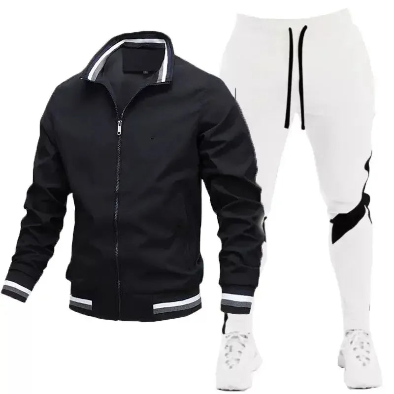Survêtement pour hommes, jogging décontracté, vêtements de sport, vestes et pantalons, ensembles de 2 pièces, col montant, combinaison de sport, Jogging, Fitness