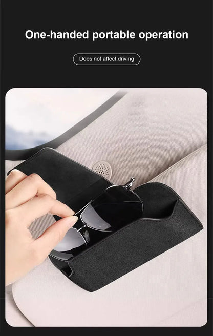 SEAMETAL – porte-lunettes pare-soleil en cuir de vache, boîte de protection pour lunettes de soleil résistantes à l'usure, mallette de rangement pour lunettes automobiles