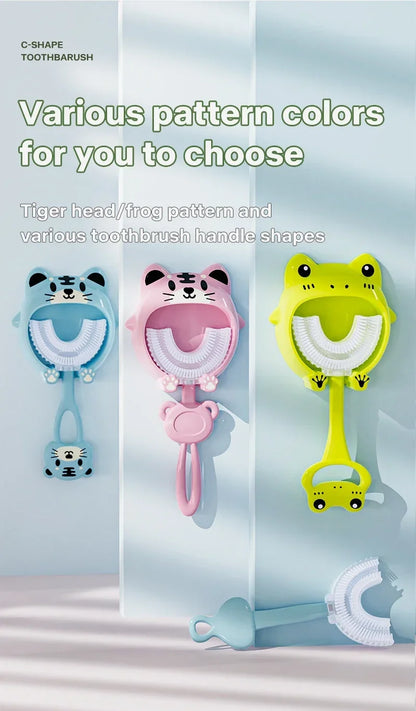 Brosse à dents en Silicone souple pour bébé de 2 à 12 ans, brosse de nettoyage des dents en forme de U à 360 degrés pour enfants de 2 à 12 ans