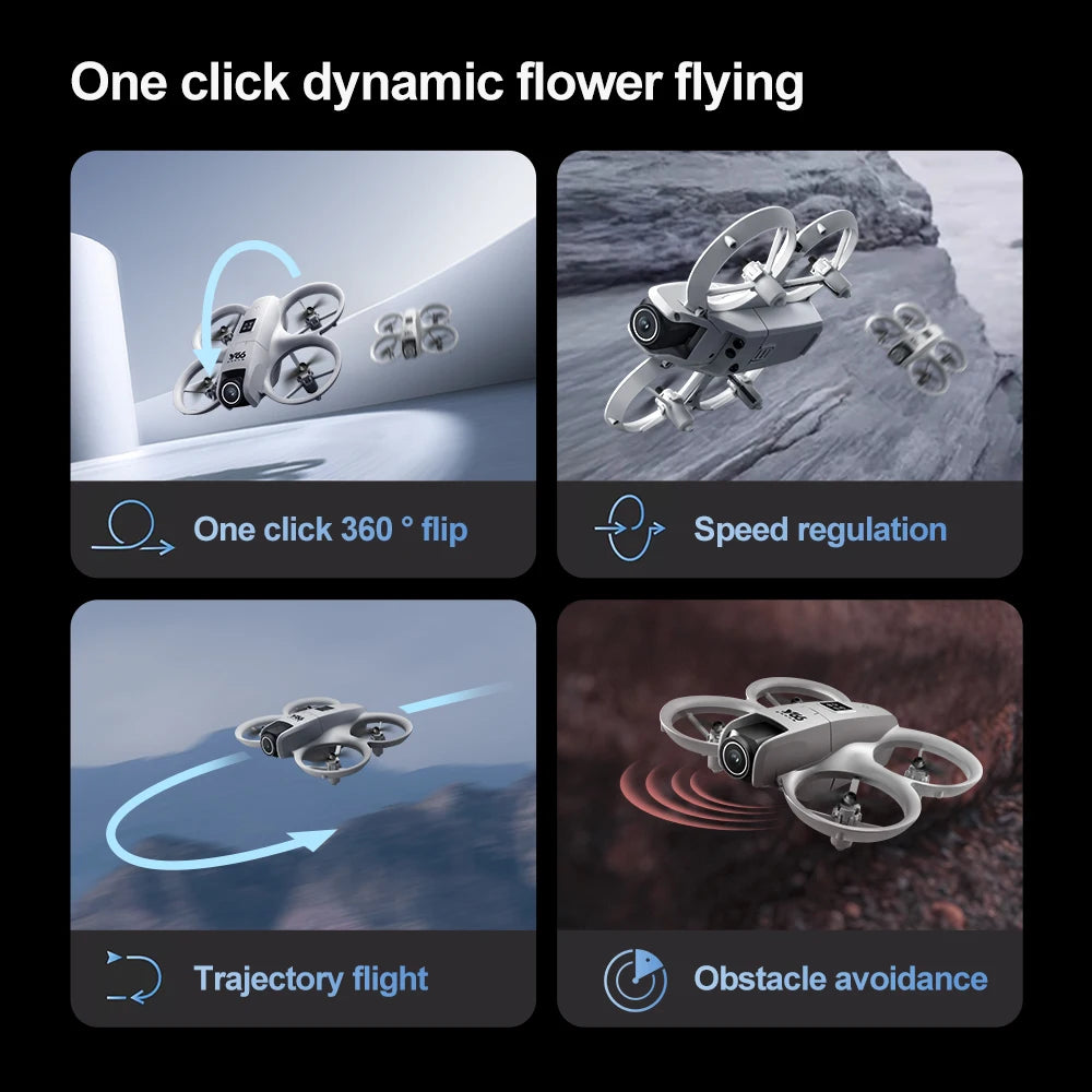 V66 Mini Drone 4K professionnel double caméra Mode sans tête évitement d'obstacles WiFi FPV Dron 360 °   Jouets quadrirotor RC à rabat pour enfants