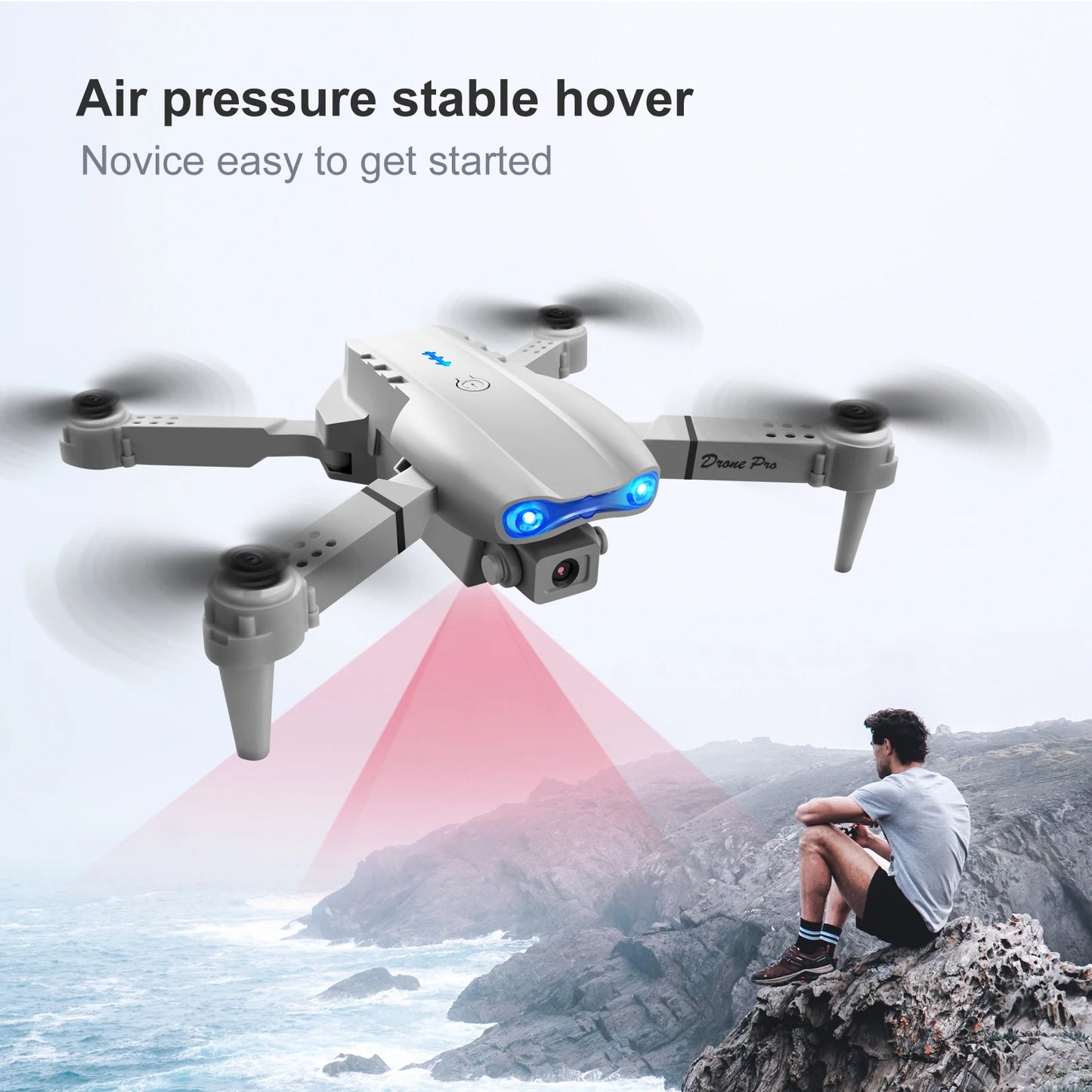 Drone professionnel E99 Pro avec caméra 4K, photographie aérienne, caméra HD pour touristes, évitement d'obstacles à trois côtés, quadrirotor