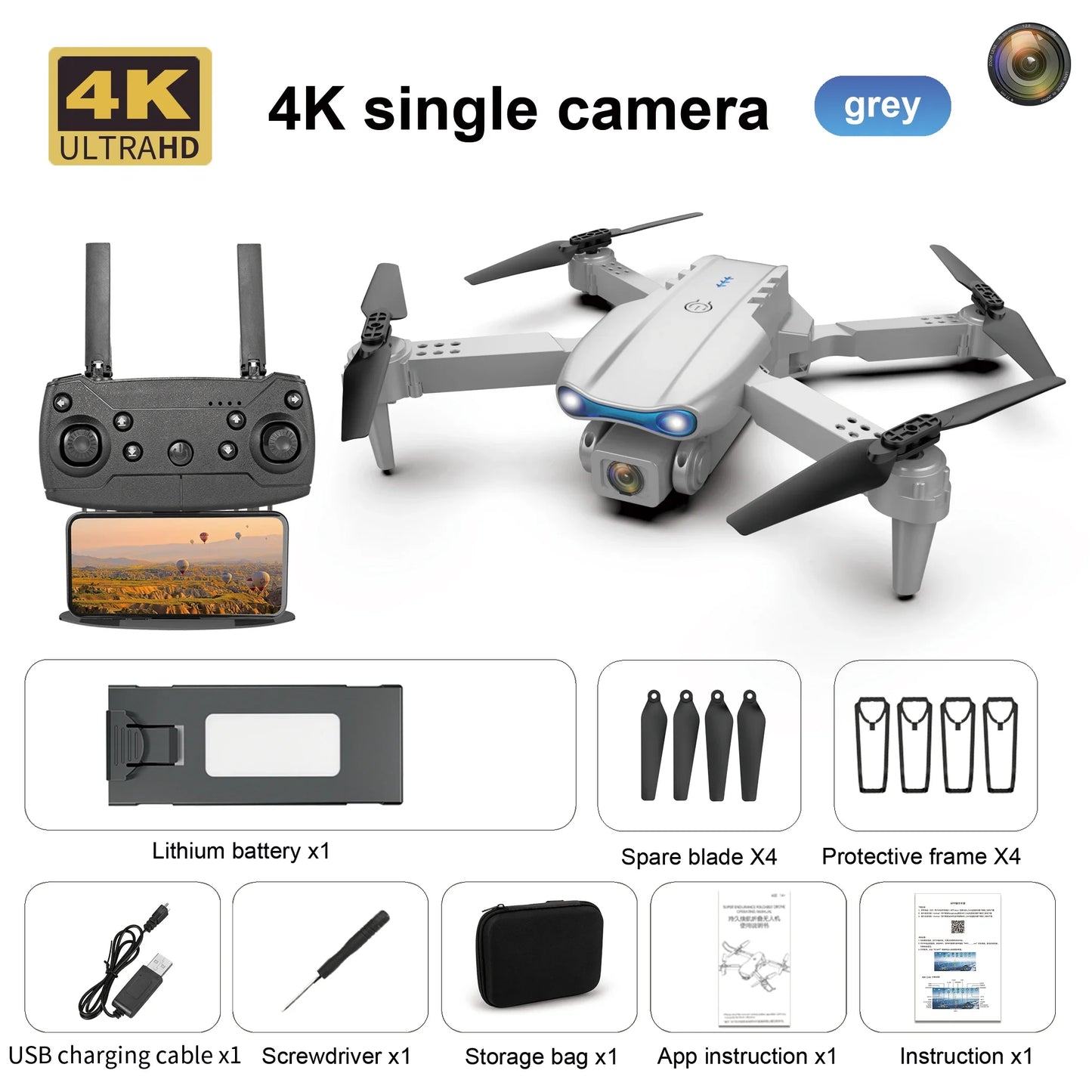 Drone professionnel E99 Pro avec caméra 4K, photographie aérienne, caméra HD pour touristes, évitement d'obstacles à trois côtés, quadrirotor