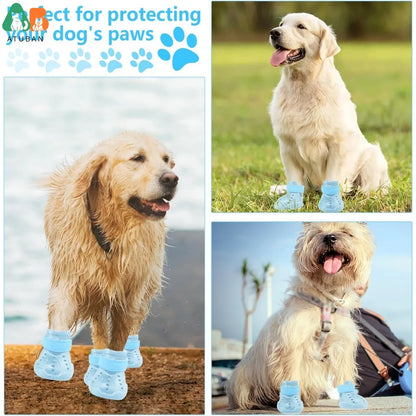 ATUBAN Chaussures pour chiens, sandales pour chaussons chauds, bottes d'extérieur pour chiens, chaussons antidérapants et imperméables pour l'hiver, jour enneigé et été